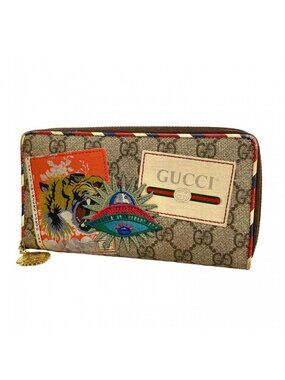 Gucci Wallet GG Supreme Brown Gold
